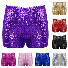 Girls Gymnastic Ballet Dance Shorts Shiny Sequins Pants Jazz Hip Hop Dancewear