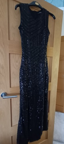 Black sequin long quiz dress - sequin,