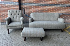 Tetrad Harris Tweed Lewis Sofa, Flynn Armchair + Footstool - Excellent Condition