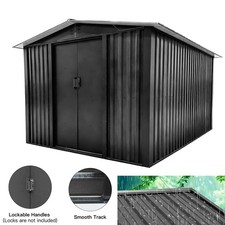 Metal Garden Shed 8x10 FT Storage With Free Base Lockable Waterproof Pent Roof