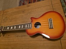 Mahalo Cherry Sunburst Ukulele with Electro-Acoustic and  Case