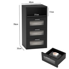 3 Drawers LED Bedside Table