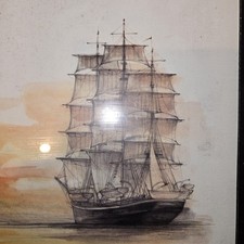 Framed Ship Print Glazed 