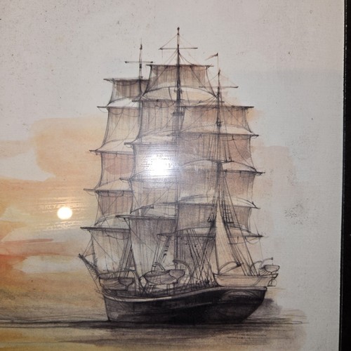 Framed ship print glazed - print,