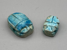Vintage Torquoise Blue Egyptian Scarab Beetle Charms x 2
