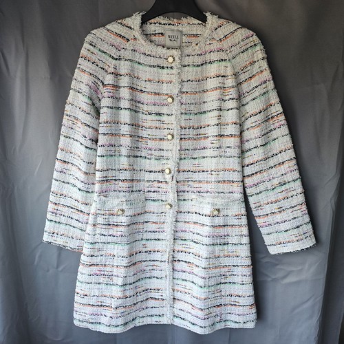 Longline boucle tweed coat - longline,