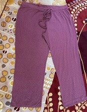 WOMENS FAT FACE SPOTTED LOUNGE PANTS DARK MAROON COTTON BLEND 16 VGC