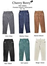 Ladies Cherry Berry Corduroy Side Pocket Casual Pants Soft Stretch Trousers