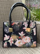 Ted Baker Opulent Bloom Floral Black Multicoloured Patent Handbag