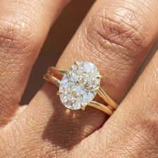 14K Yellow Gold Oval 3Ct Lab