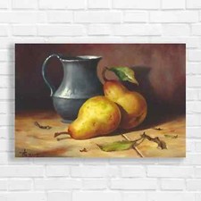 Rustic Pear Still Life Original Canvas Print Large Picture Wall Art