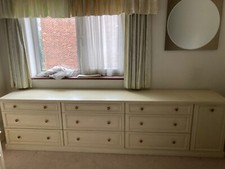 Bedroom Furniture Cream Wash Wood Chest of Drawers Linen Bin  Bedside Cupboards
