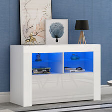 Modern 100cm TV Unit Cabinet Stand Matt Body & High Gloss Door RGB LED Lights