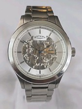 Mens Stainless Steel ROTARY GS00157/06 Automatic Skeleton Bracelet Watch 40mm