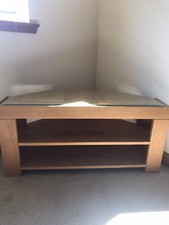 Solid Oak Corner TV Unit Glass Top M&S Marks And Spencer Excellent Condition