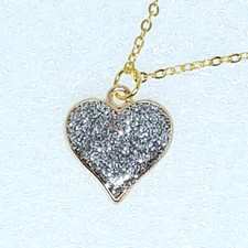 Silver Glitter Heart Gold Plated (#136)
