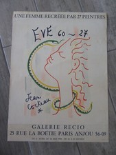 RARE 1960 JEAN COCTEAU GALLERY RECIO EVE ORIGINAL POSTER POSTER POSTER