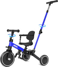 5 in 1 Toddler Trike Tricycle for 1-3 years old with Adjustable Push Handle Blue