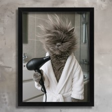 Cat Bathroom Wall Art Print British Shorthair Cat Poster Cloakroom Loo Artwork