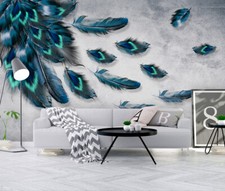 3D Blue Feather B08 Wallpaper