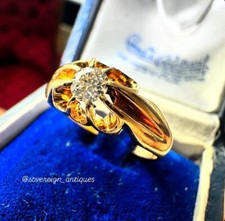 18ct Gold Victorian Gypsy Ring 6.09g | Old Cut Diamond Solitaire | 1918 Size O½
