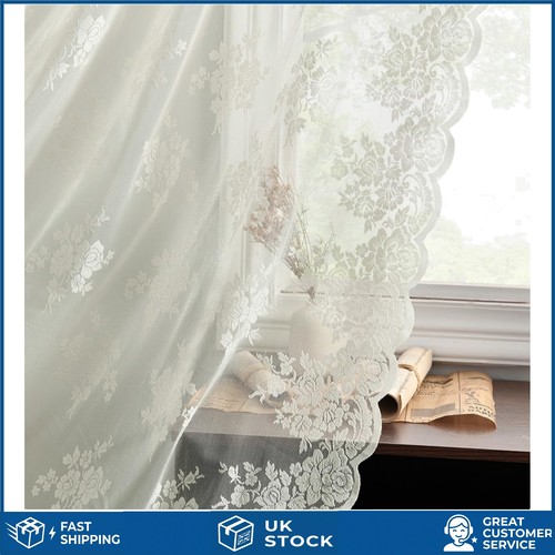 Ivory floral lace curtains - floral,