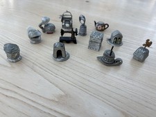 12 Vintage Novelty Pewter Thimbles Some With Moving Parts.