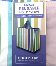 LARGE REUSABLE SHOPPING BAG WITH CLICK N STAY FOLD OUT PATENTED TECHNOLOGY NEW
