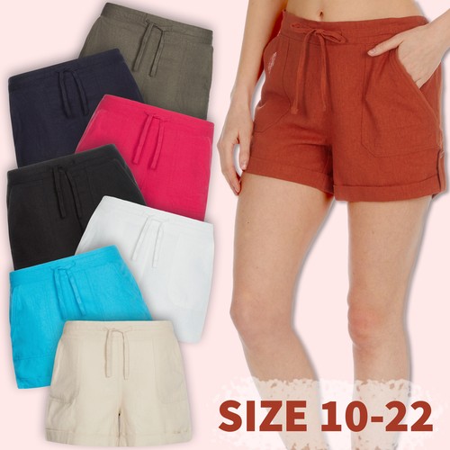 Ladies linen shortie shorts - linen,