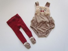 Baby Girls 2 Piece Xmas Pudding Outfit, romper & tights 3-6 Months