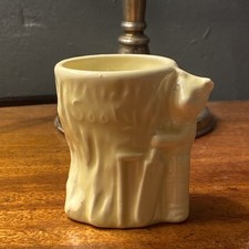 Unpainted VINTAGE KEELE ST. POTTERY SOOTY CRICKET EGG CUP 2.5" ACROSS 2.25" High