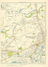 LANCASHIRE Ashton-under-Lyne Droylsden Audenshaw Taunton Waterloo 1935 old map