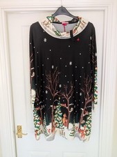 BNWT Joe Browns Ladies Black Multicoloured Winter Wonderland Tunic Top. Size 20.