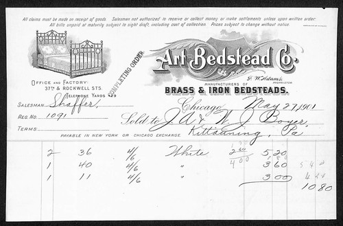 1901 art bedstead brass - bedstead, &