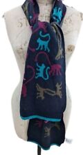 Kipling Scarf Wool Monkey Navy Angora Cashmere Long 