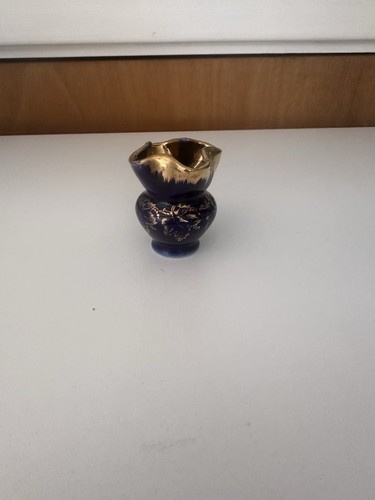 Limoges miniature cobolt vase - cobolt,