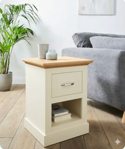 Ashford side table cream - table, cream/oak