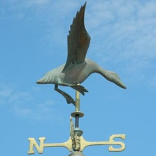 Duck weathervane - Pure copper aged verdigris weather vane or windvane
