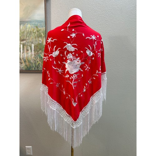Vintage red embroidered - embroidered, fringe