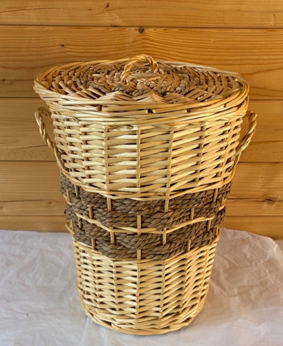 Vintage wicker round storage - vintage,
