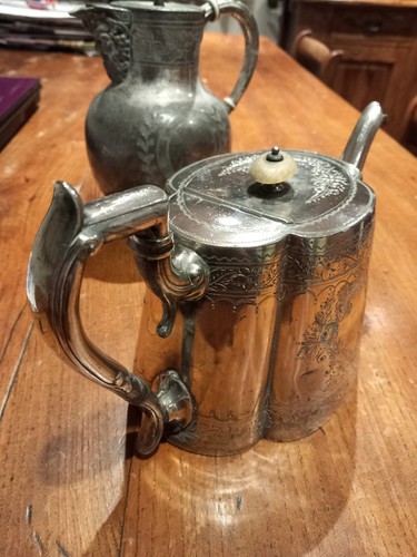 Antique silverplate teapot and - teapot,