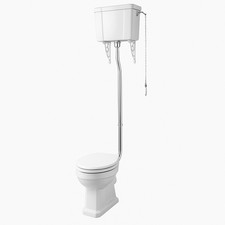 Traditional High Level Toilet with Cistern & Pull Chain – Includes Seat