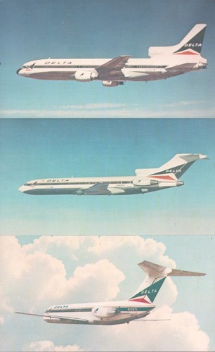 Delta air lines fleet postcard - lines,