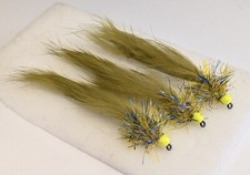 3 x Olive Straggle Fritz Leech Trout Fishing Lure Fly Flies Size 10
