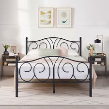 Single/Double Iron Bed Frame Metal Platform Slats Support Bed Base Foundation