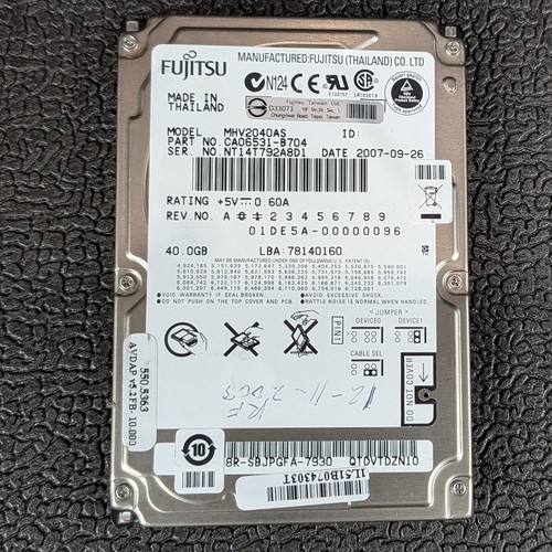 Fujitsu mobile 40gb - 2.5", ide