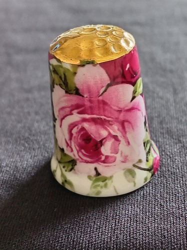 Pink white chintz thimble - pink,