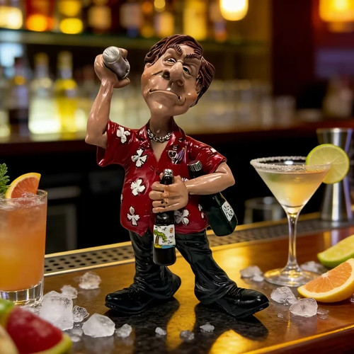 Resin drunk man figurine - figurine, wine