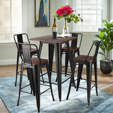 Tall Industrial Breakfast Bar Stool Table Set Indoor Outdoor Cafe Bistro Chairs