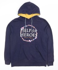 Help for Heroes Women's Navy Floral Logo Pullover Hoodie Size 12